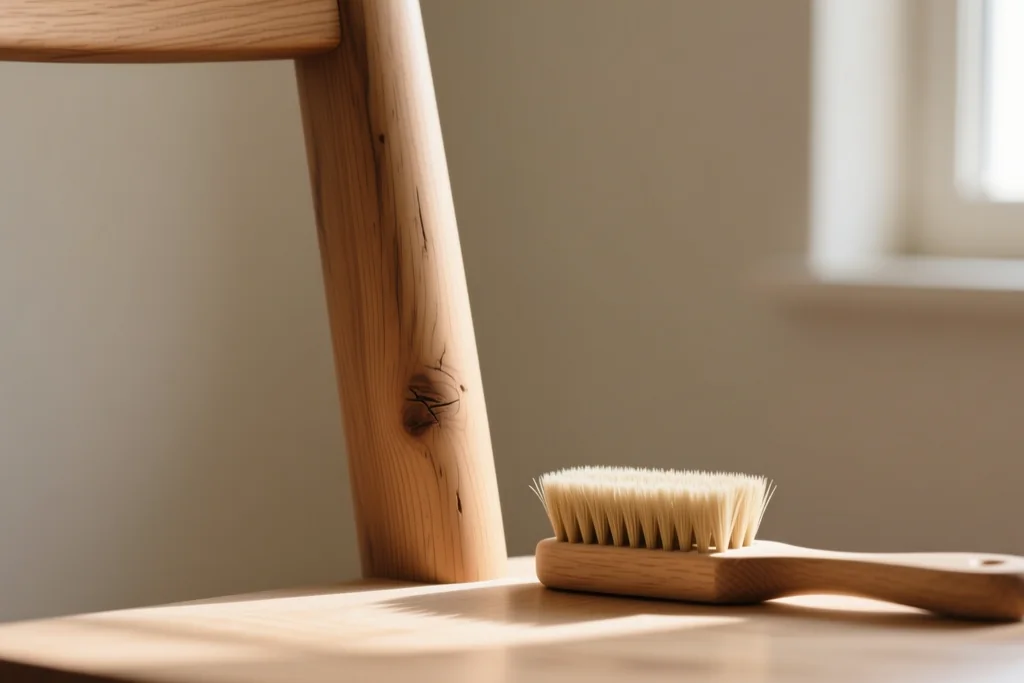 Mueble de madera lijado a mano antes de recibir el tinte