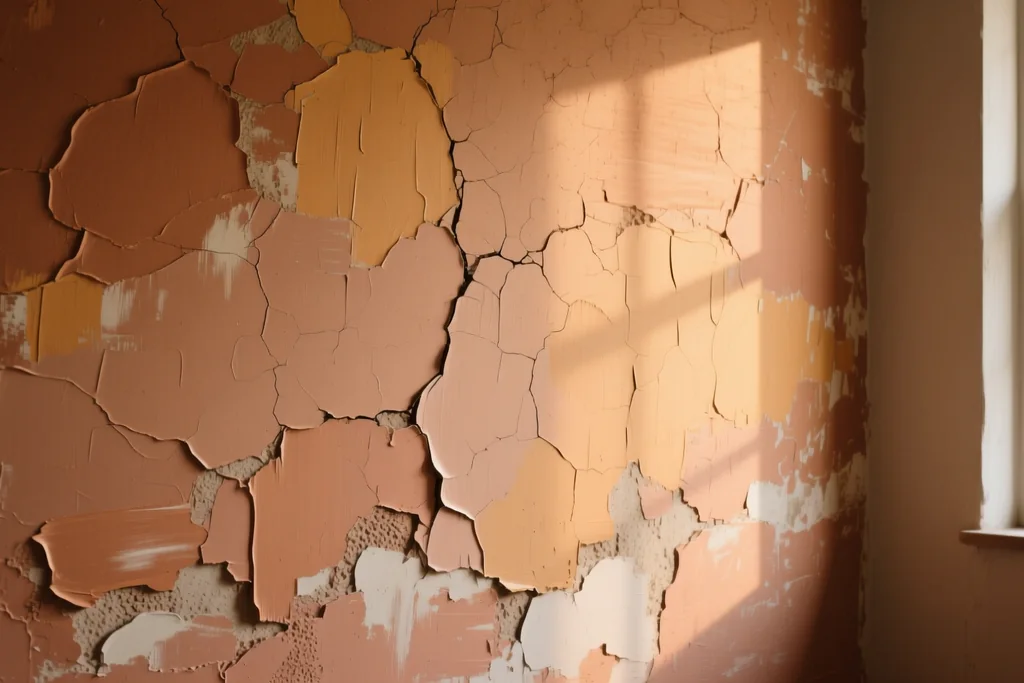 Pared de salón con acabado texturizado y luz lateral