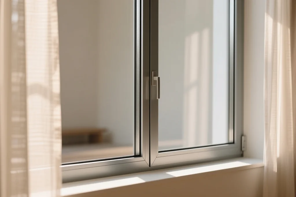 Ventana con doble cristal y persiana exterior en una fachada de vivienda