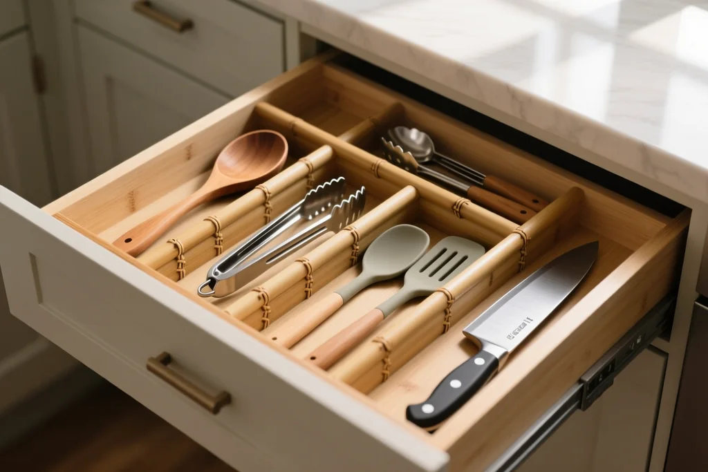 Organizar un cajón de cocina con separadores